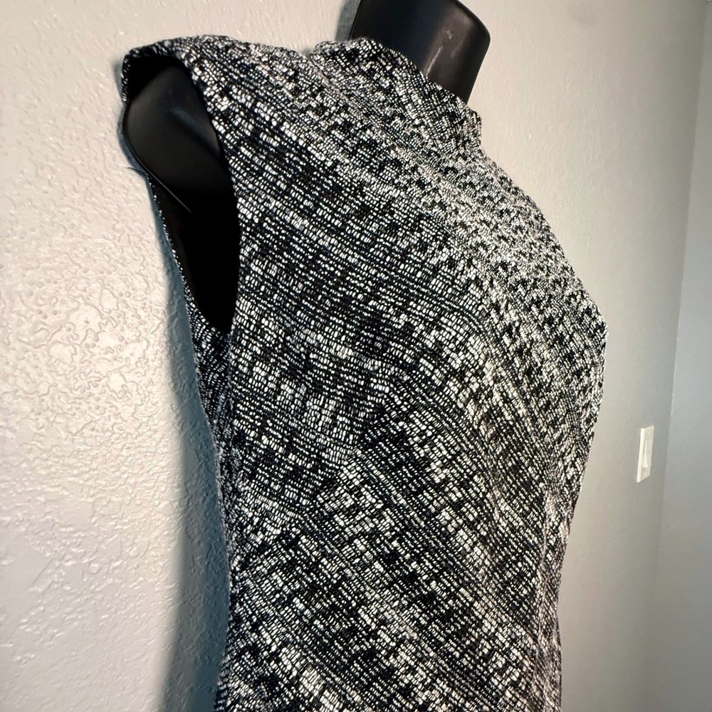 Banana Republic Mock Neck Tweed Sheath Asymmetrical Capsule Sleeveless Dress